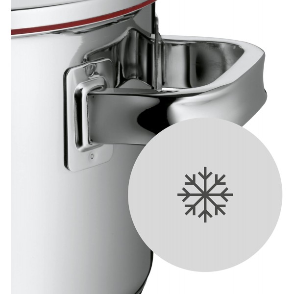 WMF Function 4 캐서롤 스몰 20cm, 캐서롤 인덕션 2.5l, 유리뚜껑, 크로마간 폴리싱 스테인리스스틸, 4가지 붓기 기능, 내부 저울, 레드