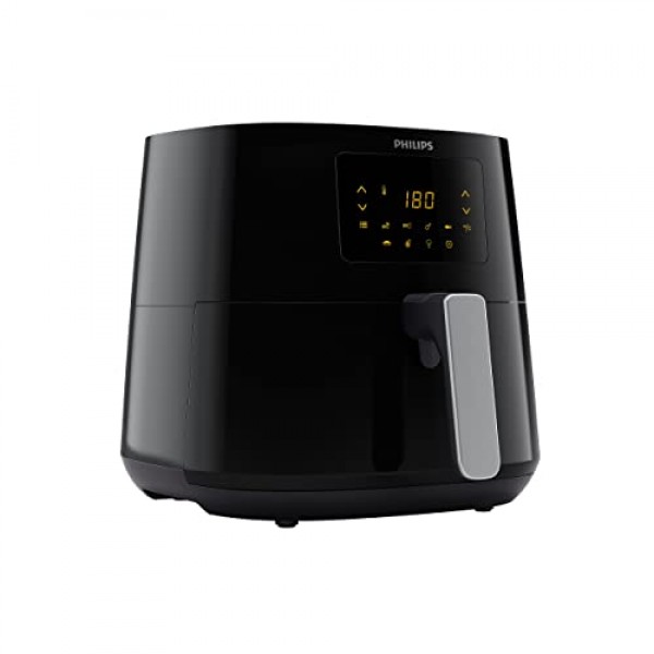 필립스 에센셜 에어프라이어 XL - 6.2 L, 1.2 Kg, 2000와트, 7가지 요리 사전 설정, 레시피(NutriU 앱), 디지털 디스플레이, 급속 공기 기술, 블랙(HD9270/90)