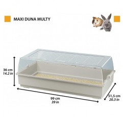 토끼와 기니피그용 대형 플라스틱 케이지 Maxi Duna Multy by Ferplast, 토끼, 왜소한 토끼, 작은 설치류용 집, 환기 그릴, 99 x 51.5 x 36 cm