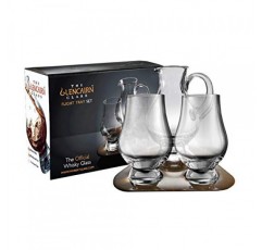 Glencairn - 공식 Glencairn 위스키 잔(2) 및 물병 비행 트레이 선물 세트 - 남성 및 여성용 시음용 위스키 잔 세트
