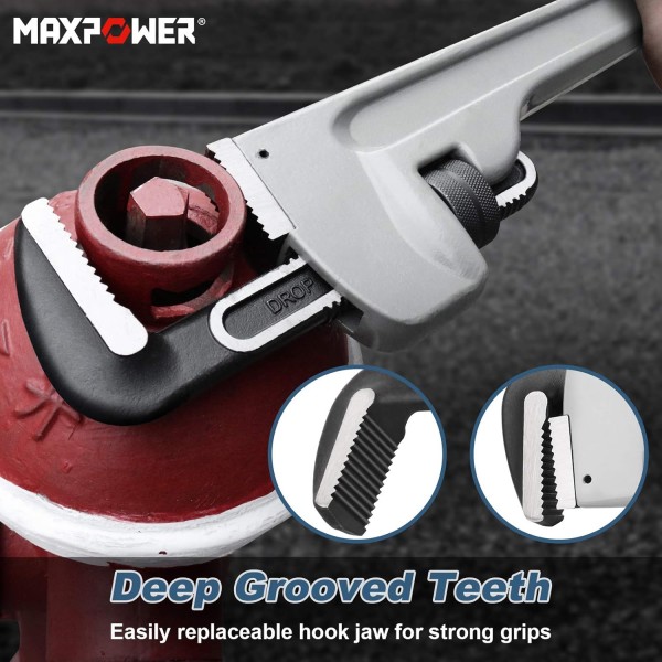 파이프 렌치 900mm, MAXPOWER 36인치 알루미늄 직선 파이프 렌치 헤비 듀티 배관 렌치 파이프 스패너 스틸슨