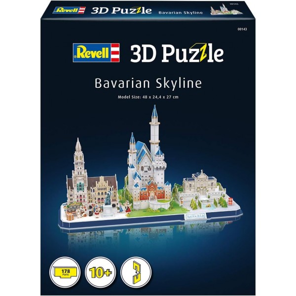 Revell 3D 퍼즐 00143 I 바이에른 스카이라인 I 178조각 I 4시간의 어린이와 어른을 위한 조립 재미 I 10년부터 바이에른을 미니어처로 직접 조립합니다