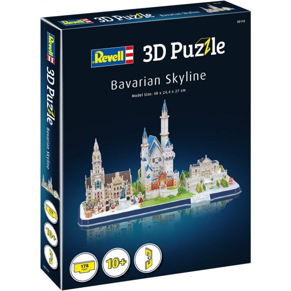 Revell 3D 퍼즐 00143 I 바이에른 스카이라인 I 178조각 I 4시간의 어린이와 어른을 위한 조립 재미 I 10년부터 바이에른을 미니어처로 직접 조립합니다