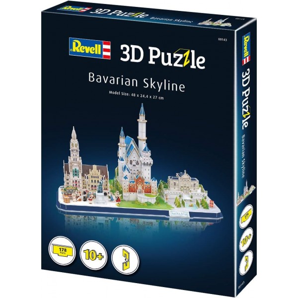 Revell 3D 퍼즐 00143 I 바이에른 스카이라인 I 178조각 I 4시간의 어린이와 어른을 위한 조립 재미 I 10년부터 바이에른을 미니어처로 직접 조립합니다
