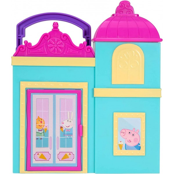 Peppa Wutz PEP0698 Peppa's Ice Café Playset with 아이스크림 스탠드 및 2세 Peppa's Ice Cream Café 어린이를 위한 전용 Peppa 피규어 1개