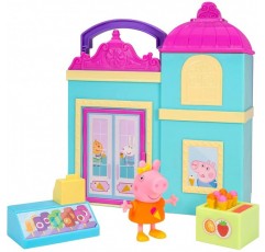Peppa Wutz PEP0698 Peppa's Ice Café Playset with 아이스크림 스탠드 및 2세 Peppa's Ice Cream Café 어린이를 위한 전용 Peppa 피규어 1개
