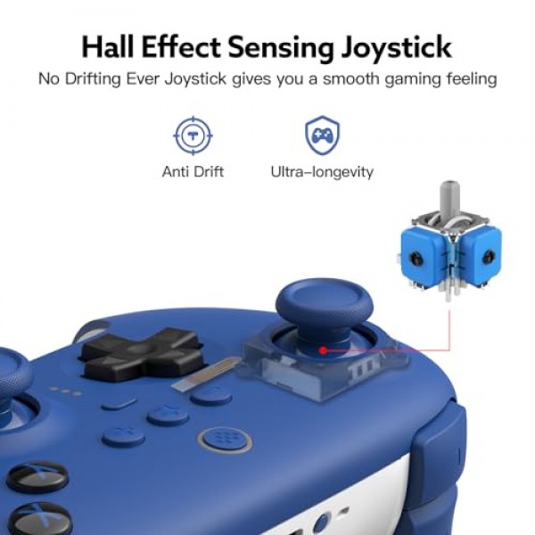8Bitdo Ultimate Bluetooth 컨트롤러(충전 도크 포함), Bluetooth 컨트롤러 스위치 및 Windows용 무선 스위치 컨트롤러(파란색)