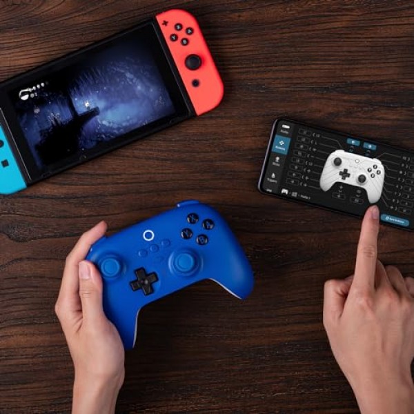 8Bitdo Ultimate Bluetooth 컨트롤러(충전 도크 포함), Bluetooth 컨트롤러 스위치 및 Windows용 무선 스위치 컨트롤러(파란색)