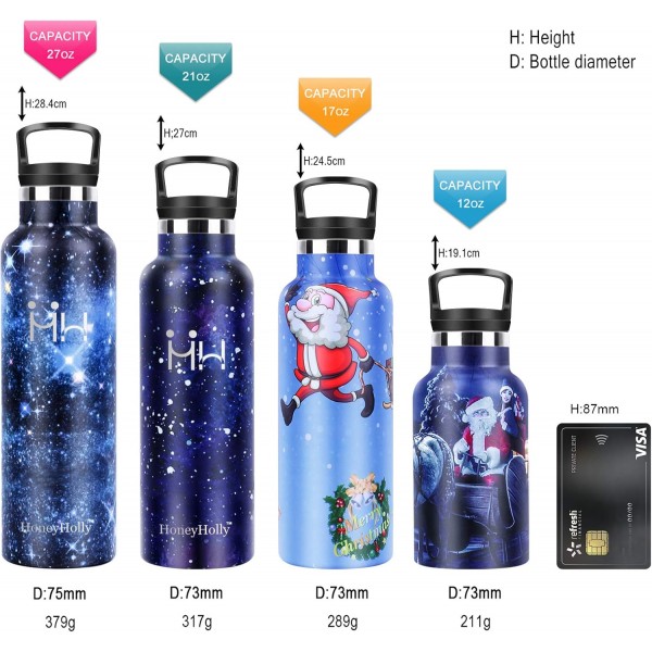 HoneyHolly 진공 단열 스테인레스 스틸 마시는 병 600ml, BPA 무료 물병 누출 방지 보온병 병, 어린이, 어린이, 학교, 스포츠, 자전거에 적합한 탄산 보온병 플라스크 20oz/600ML