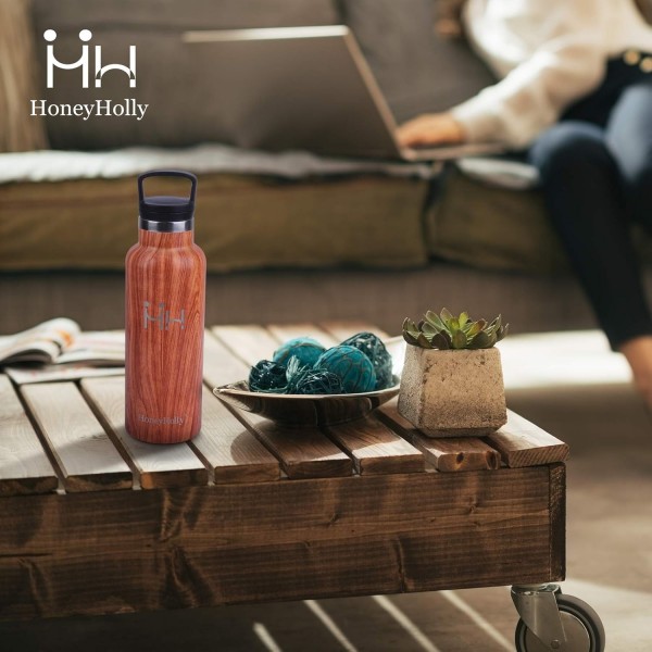 HoneyHolly 진공 단열 스테인레스 스틸 마시는 병 600ml, BPA 무료 물병 누출 방지 보온병 병, 어린이, 어린이, 학교, 스포츠, 자전거에 적합한 탄산 보온병 플라스크 20oz/600ML