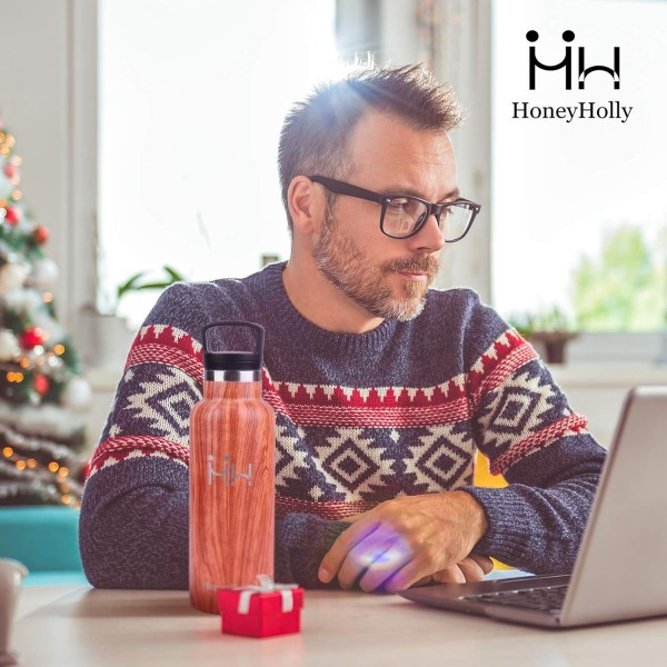 HoneyHolly 진공 단열 스테인레스 스틸 마시는 병 600ml, BPA 무료 물병 누출 방지 보온병 병, 어린이, 어린이, 학교, 스포츠, 자전거에 적합한 탄산 보온병 플라스크 20oz/600ML