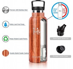 HoneyHolly 진공 단열 스테인레스 스틸 마시는 병 600ml, BPA 무료 물병 누출 방지 보온병 병, 어린이, 어린이, 학교, 스포츠, 자전거에 적합한 탄산 보온병 플라스크 20oz/600ML