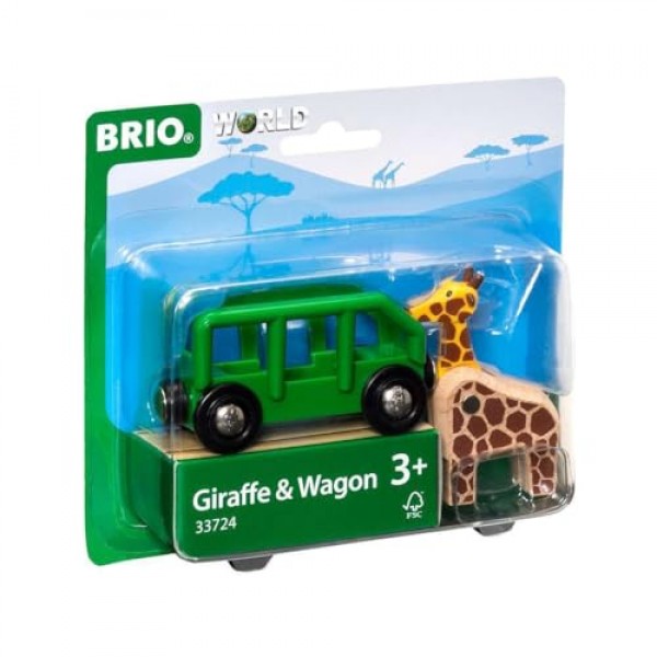 BRIO 월드 - 33724 기린과 마차 | 3세 이상 어린이용 장난감 기차 액세서리 2개, 녹색