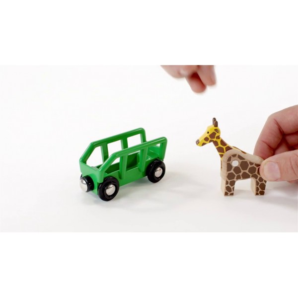 BRIO 월드 - 33724 기린과 마차 | 3세 이상 어린이용 장난감 기차 액세서리 2개, 녹색