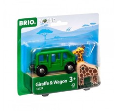 BRIO 월드 - 33724 기린과 마차 | 3세 이상 어린이용 장난감 기차 액세서리 2개, 녹색