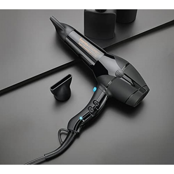 Diva Styling Rapida 4000 Pro 헤어 드라이어 - 헤어 드라이어 - 4단계 가열 및 2단계 팬 - 쿨샷 포함 - 내구성이 뛰어난 AC 모터, 블랙