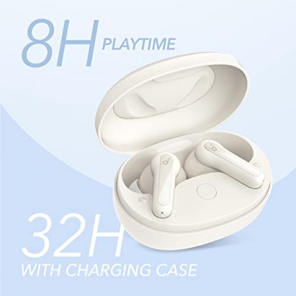 Anker Life P2 Mini의 사운드코어 완전 무선 이어버드, 빅 베이스를 갖춘 10mm 드라이버, 맞춤형 EQ, Bluetooth 5.2, 32H 재생 시간, 고속 충전을 위한 USB-C, 통근, 업무용 초소형 크