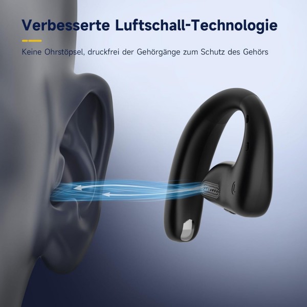 OpenRock Open-Ear 헤드폰 Bluetooth 5.2 무선, 마이크가 있는 헤드셋, 튜브 베이스 저주파, 듀얼 16.2mm 드라이버, ENC 통화 소음 제거, 달리기용 공기 전도 스포츠 헤드폰