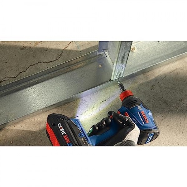 BOSCH GDX18V-1860CB15 18V 연결 가능 투인원 1/4인치 그리고 1/2인치. 비트/소켓 임팩트 드라이버/렌치 키트(1) CORE18V 4 Ah 고급 전원 배터리 포함
