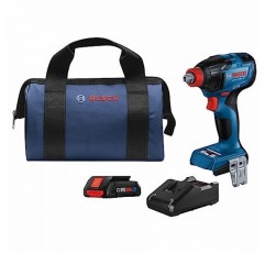BOSCH GDX18V-1860CB15 18V 연결 가능 투인원 1/4인치 그리고 1/2인치. 비트/소켓 임팩트 드라이버/렌치 키트(1) CORE18V 4 Ah 고급 전원 배터리 포함