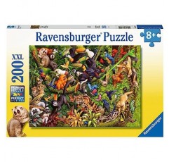 Ravensburger Marvelous Menagerie 8세 이상 어린이를 위한 200피스 직소 퍼즐 - 정글 동물과 새