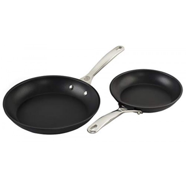 Le Creuset 강화 논스틱 PRO 조리기구 세트, 2개 (8인치 및 10인치 프라이팬),회색