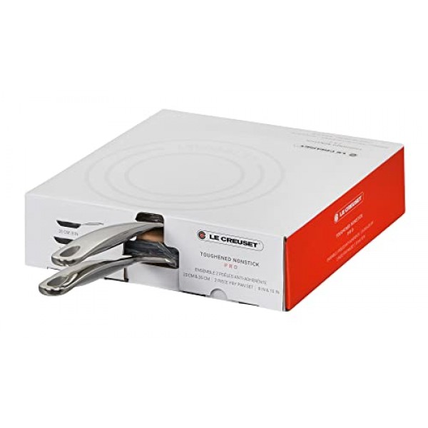 Le Creuset 강화 논스틱 PRO 조리기구 세트, 2개 (8인치 및 10인치 프라이팬),회색