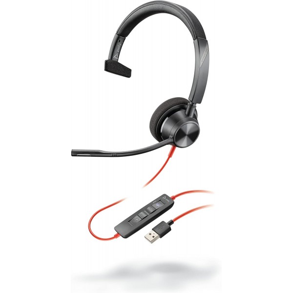 Plantronics - Blackwire 3310 USB-A(폴리) - 마이크 붐이 포함된 유선 1이어 헤드셋(모노) 및 Blackwire 3320 USB-A(폴리) - 마이크 붐이 포함된 유선 2이어 헤드셋(스테레오) 3320 헤드셋