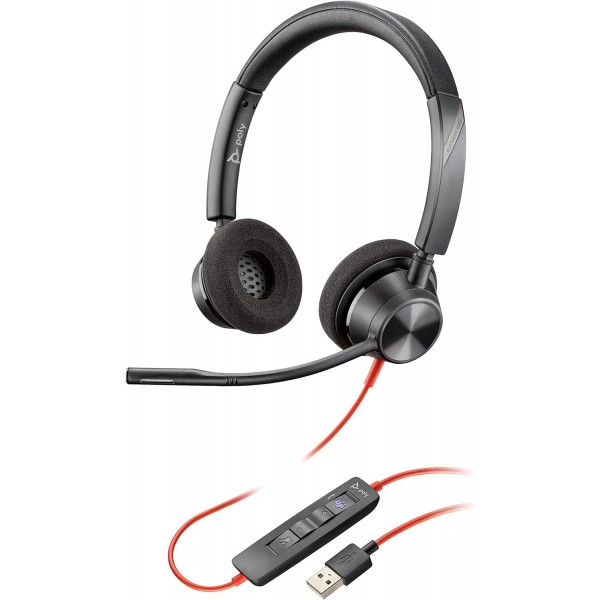 Plantronics - Blackwire 3310 USB-A(폴리) - 마이크 붐이 포함된 유선 1이어 헤드셋(모노) 및 Blackwire 3320 USB-A(폴리) - 마이크 붐이 포함된 유선 2이어 헤드셋(스테레오) 3320 헤드셋