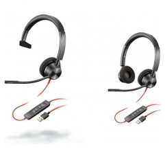 Plantronics - Blackwire 3310 USB-A(폴리) - 마이크 붐이 포함된 유선 1이어 헤드셋(모노) 및 Blackwire 3320 USB-A(폴리) - 마이크 붐이 포함된 유선 2이어 헤드셋(스테레오) 3320 헤드셋