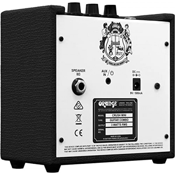 Orange Crush Amp(블랙) 미니 3W 아날로그 콤보 배터리 구동 앰프 번들(배터리 2개 및 액체 오디오 폴리싱 천 포함) - 휴대용 연습용 앰프, 미니 스피커 앰프, 일렉트릭 기타 