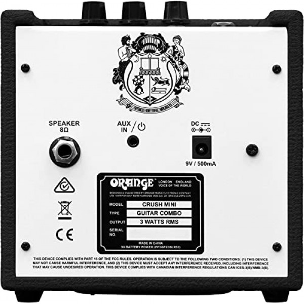 Orange Crush Amp(블랙) 미니 3W 아날로그 콤보 배터리 구동 앰프 번들(배터리 2개 및 액체 오디오 폴리싱 천 포함) - 휴대용 연습용 앰프, 미니 스피커 앰프, 일렉트릭 기타 