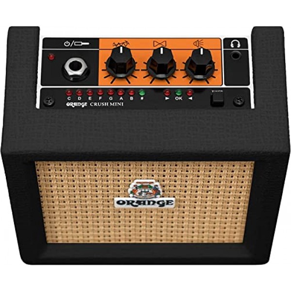 Orange Crush Amp(블랙) 미니 3W 아날로그 콤보 배터리 구동 앰프 번들(배터리 2개 및 액체 오디오 폴리싱 천 포함) - 휴대용 연습용 앰프, 미니 스피커 앰프, 일렉트릭 기타 