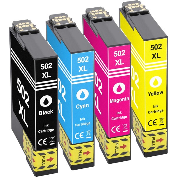 Gorilla-Ink Cartridge XXL은 Epson Workforce WF 2860DWF WF 2865DWF와 호환되는 Epson GI-502XL을 대체합니다. Epson Expression Home XP 5100 XP 5105 XP 5115 (01) Spar-Set 4 Patronen