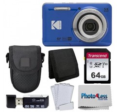 Kodak PIXPRO FZ55 디지털 카메라(블루) + 블랙 포인트 앤 샷 카메라 케이스 + 트랜센드 64GB SD 메모리 카드 + 3단 접이식 메모리 카드 지갑 + 고속 SD USB 카드 리더 + 기타!