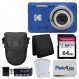 Kodak PIXPRO FZ55 디지털 카메라(블루) + 블랙 포인트 앤 샷 카메라 케이스 + 트랜센드 64GB SD 메모리 카드 + 3단 접이식 메모리 카드 지갑 + 고속 SD USB 카드 리더 + 기타!