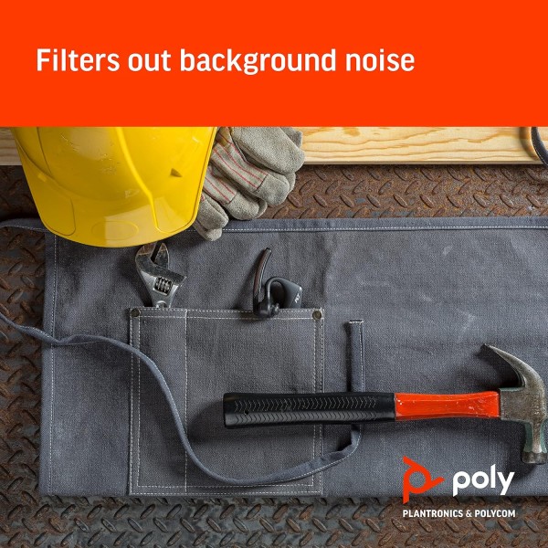 Plantronics - Voyager 5200 Office(Poly) 무선 Bluetooth 헤드셋 능동형 소음 차단 WindSmart 기술 SoundGuard Mobile/Phone/PC/Mac Teams(인증) Zoom 등에서 작동 USB-A Bluetooth RJ9 PC, 모바일, 데스크