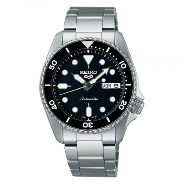 세이코 5 스포츠 SKX '미디' 38mm 블랙 | 스테인레스 스틸 팔찌 SRPK29K1