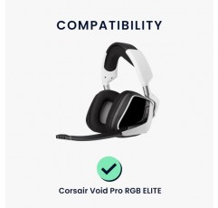 Corsair Void Pro RGB Elite 패드와 호환되는 kwmobile 2X 이어 패드 - 오버이어 헤드폰용 합성 가죽으로 만든 헤드폰 패드 블랙