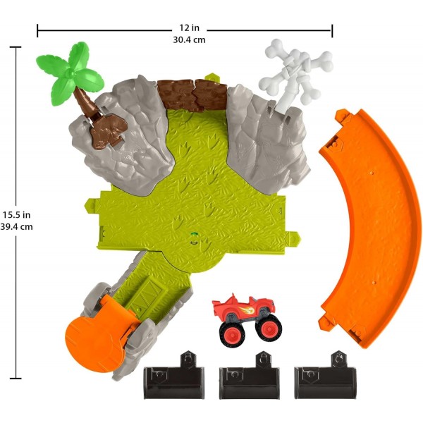 FISHER-PRICE Nickelodeon Blaze Slam & Soar Blaze - 시작 옵션 3개와 파괴 대상 3개가 있는 액션으로 가득 찬 레이스 트랙, 3세 이상의 어린이용, HRB31