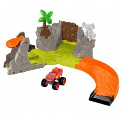FISHER-PRICE Nickelodeon Blaze Slam & Soar Blaze - 시작 옵션 3개와 파괴 대상 3개가 있는 액션으로 가득 찬 레이스 트랙, 3세 이상의 어린이용, HRB31