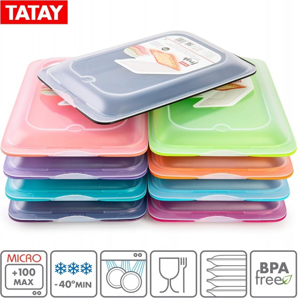 TATAY 1180001 프레시 시스템이 포함된 콜드 컷 상자, 녹색 및 분홍색 두 조각 포함, 치수 17 x 3.2 x 25.2 cm 4x Vier Farben