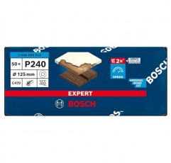 Bosch Professional 50x Expert C470 샌드페이퍼(경재용, 목재용 페인트, Ø 125mm, Grit 240, 액세서리 Random Orbital Sander) Ø 125mm 8개 구멍 - 입자 240 50개 8개 구멍