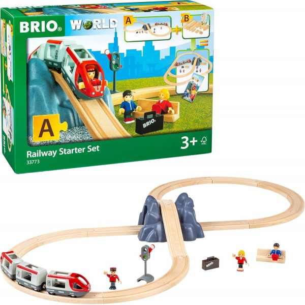 BRIO World Railway Starter Train Set A for Kids Age 3세 이상 - 모든 BRIO 철도 세트 및 액세서리와 호환 가능 Railway Starter Set A