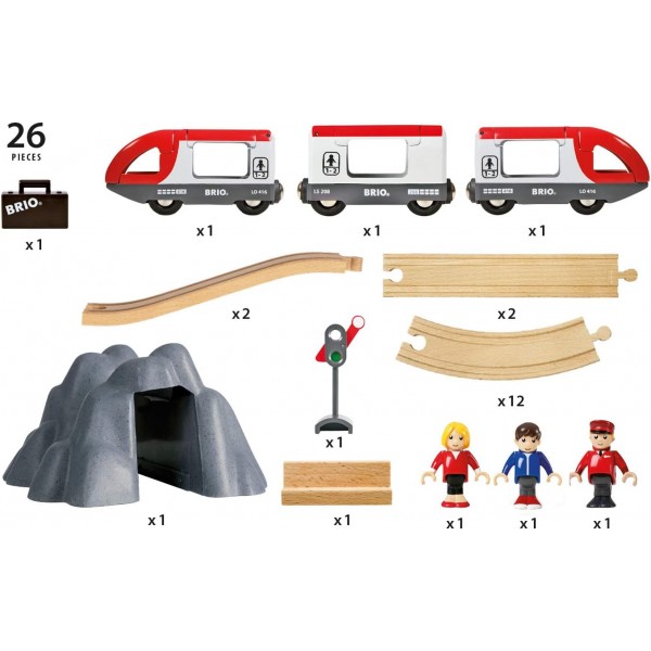 BRIO World Railway Starter Train Set A for Kids Age 3세 이상 - 모든 BRIO 철도 세트 및 액세서리와 호환 가능 Railway Starter Set A