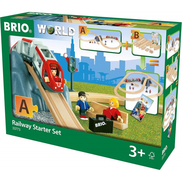 BRIO World Railway Starter Train Set A for Kids Age 3세 이상 - 모든 BRIO 철도 세트 및 액세서리와 호환 가능 Railway Starter Set A