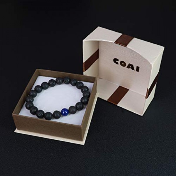 coai 남성용 용암석 및 보석 팔찌