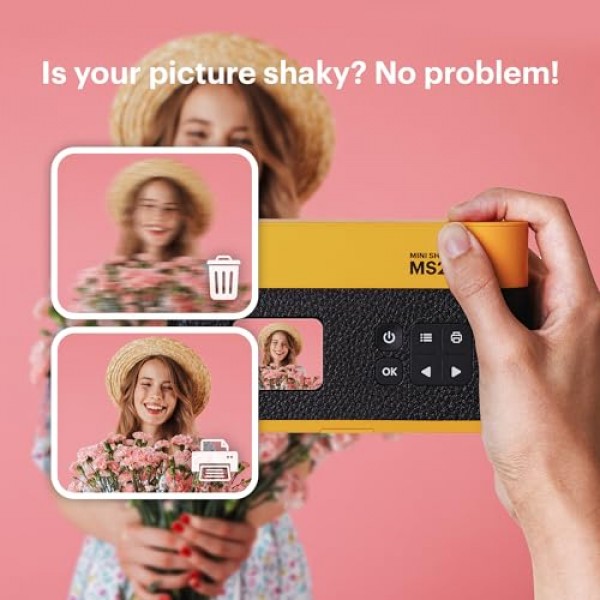 KODAK Mini Shot ERA 4PASS 2-in-1 즉석 카메라 및 포토 프린터(노란색, Mini Shot 2 ERA, 카메라 + 8매)