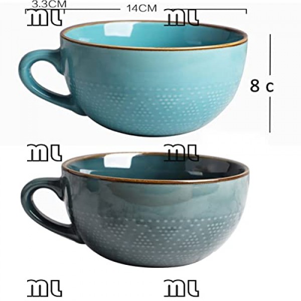 대형 컵 ​​700ml 티컵 대형 세라믹 카푸치노 컵 손잡이가 있는 대형 점보 컵 수프 그릇 커피 컵 스푼 커피가 포함된 대형 시리얼 그릇 뮤즐리 머그 컵 도자기