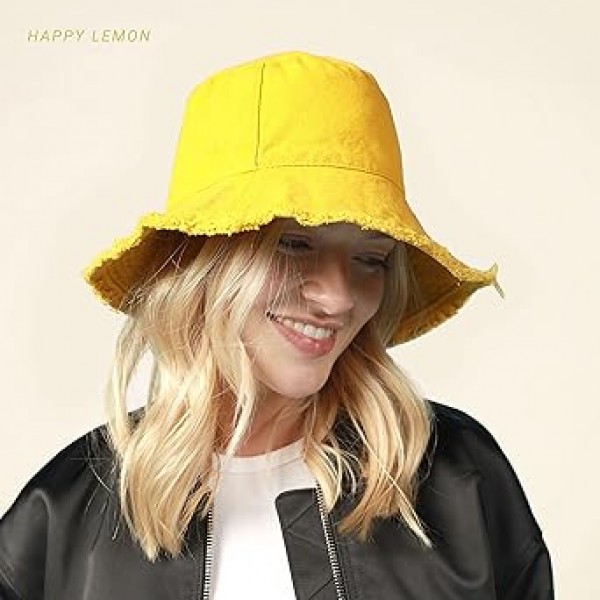 CHOK.LIDS 여성용 닳은 버킷 모자 남성 유니섹스 트렌디 워시 코튼 플로피 와이드 브림 Boonie 야외 여름 해변 모자를 쓰고 있죠